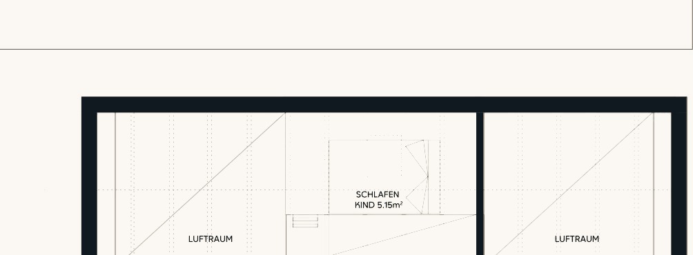 Grundriss des zusätzlichen Schlafbodens der Tinca Cabin über dem Badezimmer, Schlafplatz für ein Kind mit 5,15 m²
